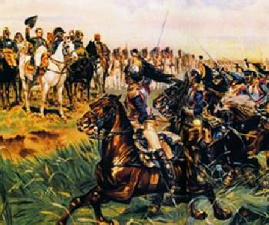 Napoléon Ier à la bataille Friedland salue les cuirassiers du 12e régiment - Cette charge menée par le colonel Dornes est décisive